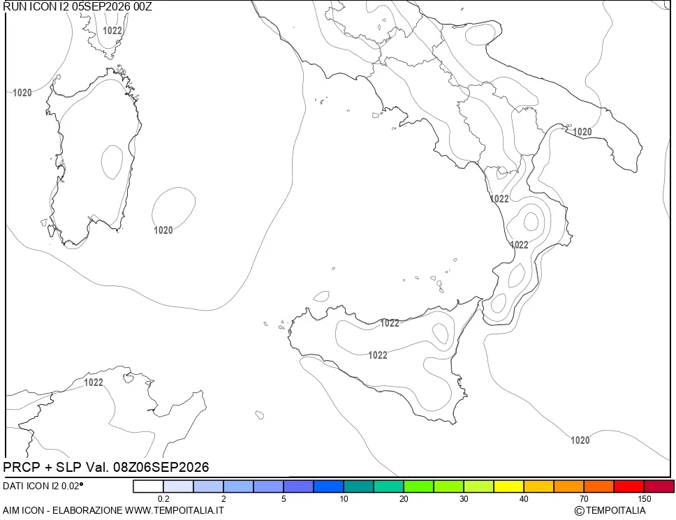 mappa Precipitazioni e pressione SLM