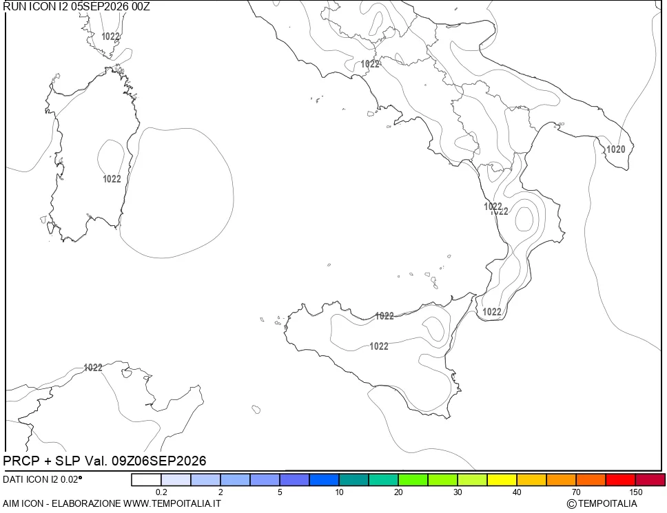 mappa Precipitazioni e pressione SLM