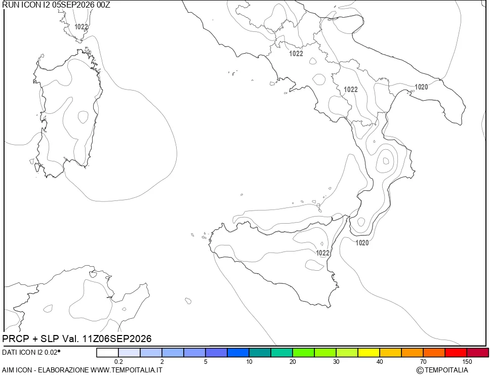 mappa Precipitazioni e pressione SLM