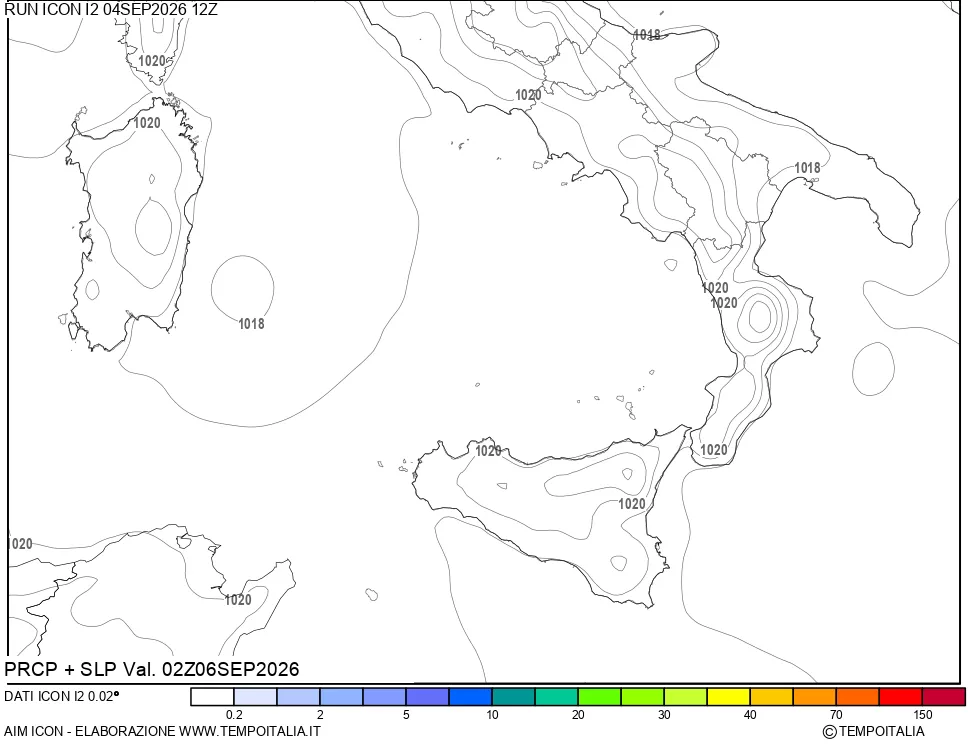mappa Precipitazioni e pressione SLM