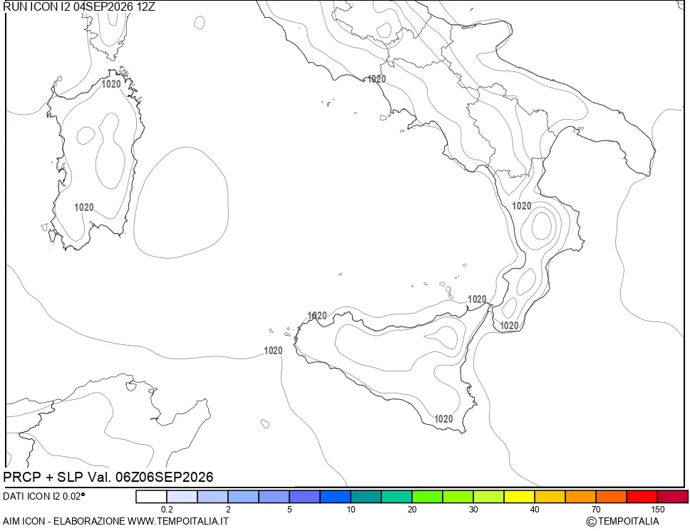 mappa Precipitazioni e pressione SLM