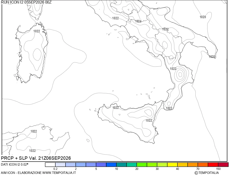 mappa Precipitazioni e pressione SLM