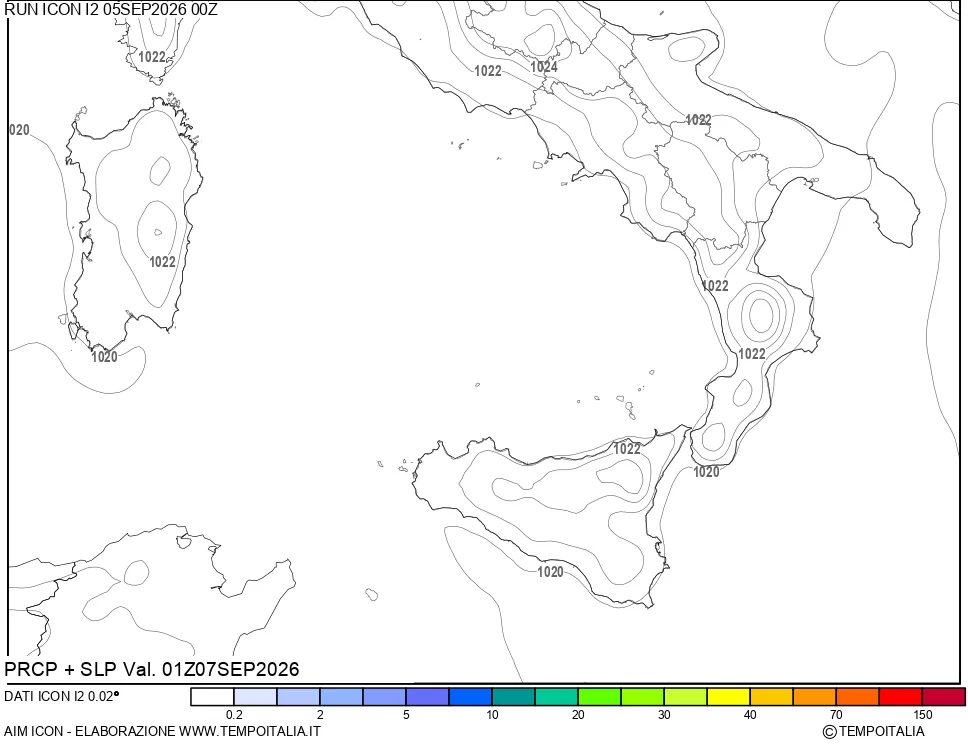 mappa Precipitazioni e pressione SLM