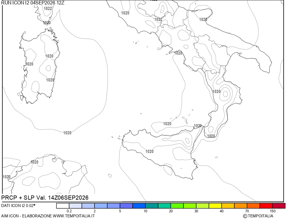 mappa Precipitazioni e pressione SLM
