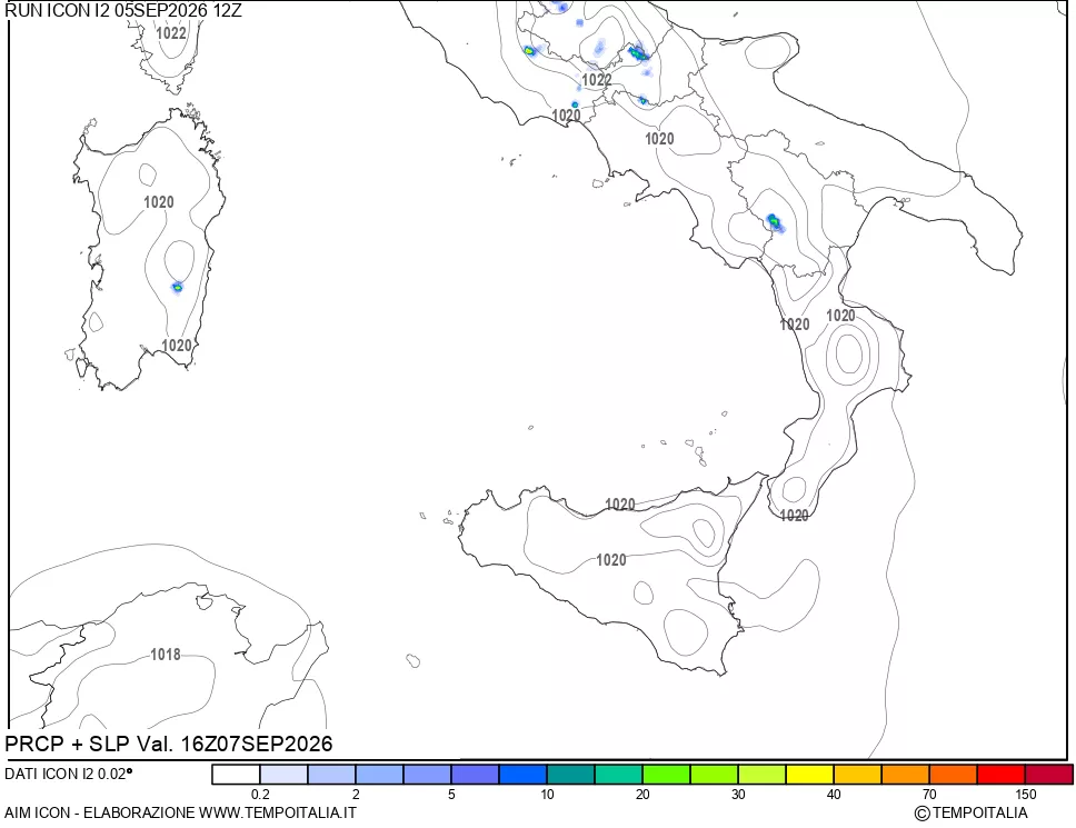mappa Precipitazioni e pressione SLM