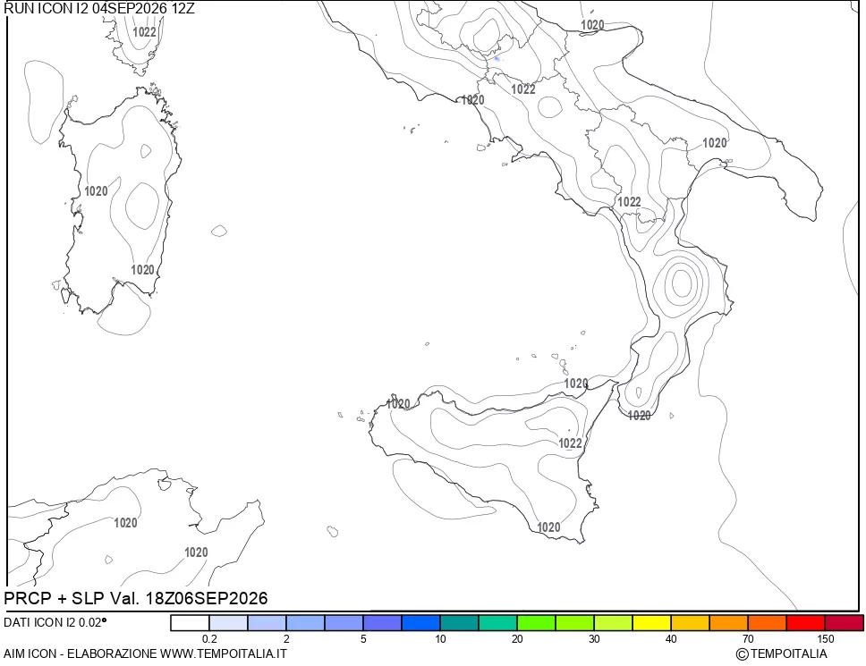 mappa Precipitazioni e pressione SLM