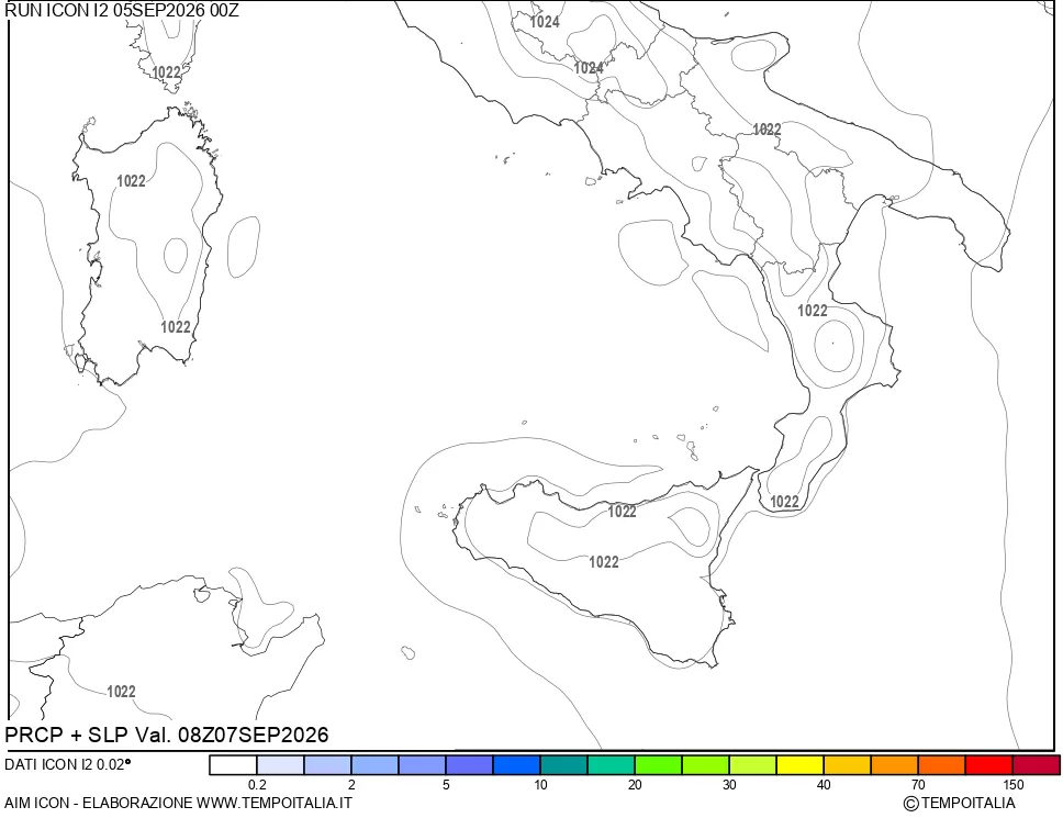 mappa Precipitazioni e pressione SLM