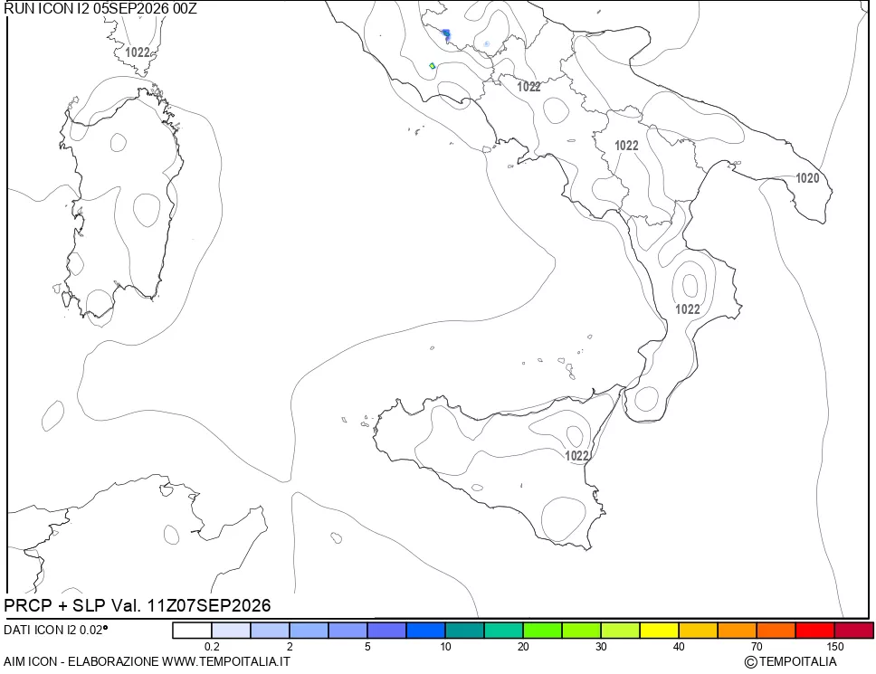mappa Precipitazioni e pressione SLM