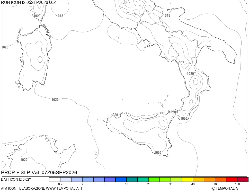 mappa Precipitazioni e pressione SLM