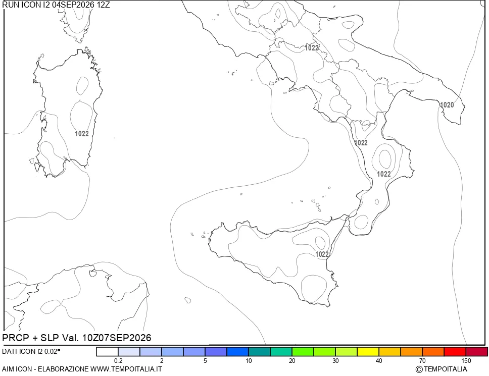 mappa Precipitazioni e pressione SLM