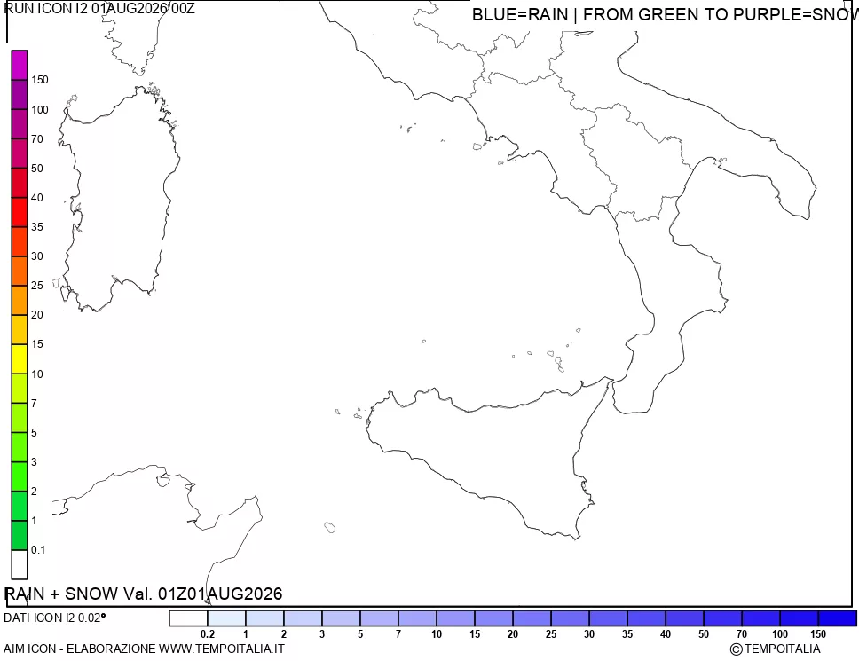 mappa Precipitazioni totali e nevose