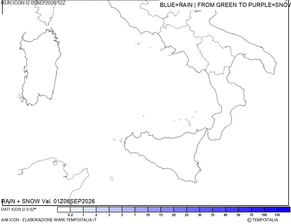 mappa Precipitazioni totali e nevose