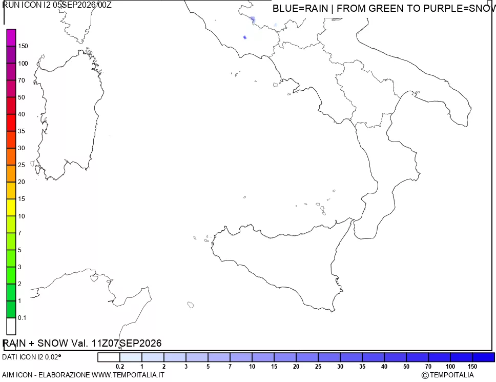 mappa Precipitazioni totali e nevose