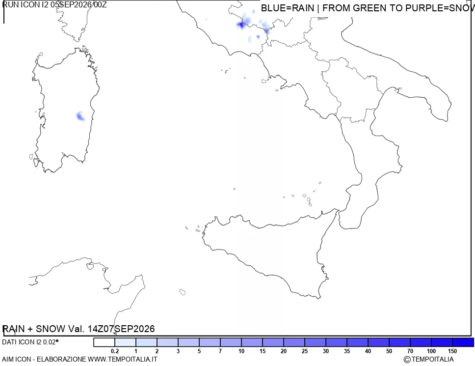 mappa Precipitazioni totali e nevose