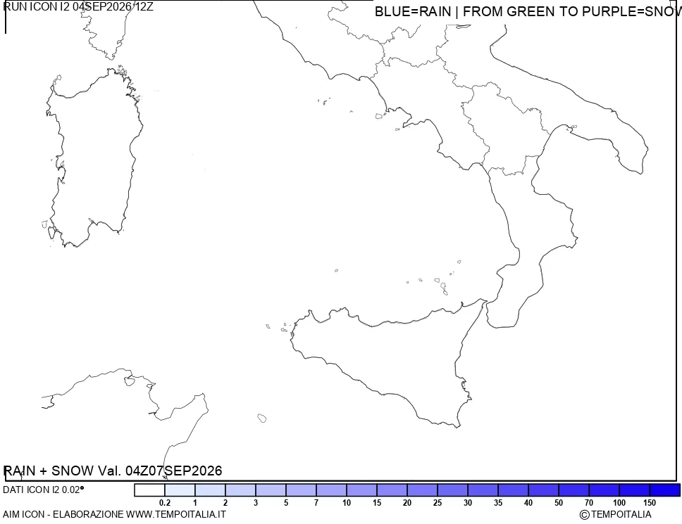 mappa Precipitazioni totali e nevose