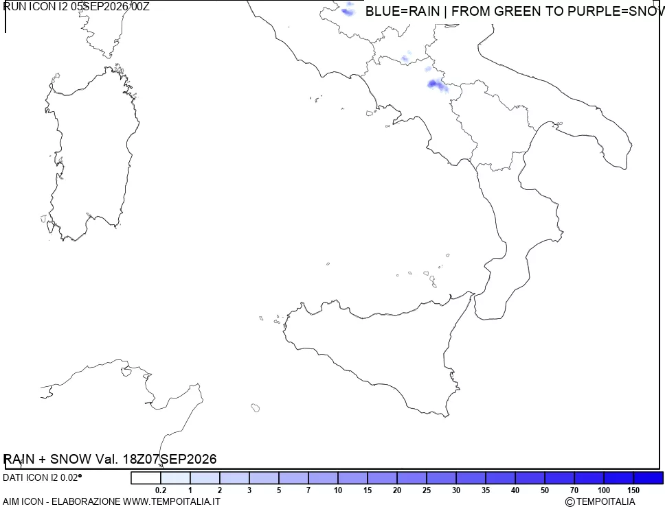 mappa Precipitazioni totali e nevose