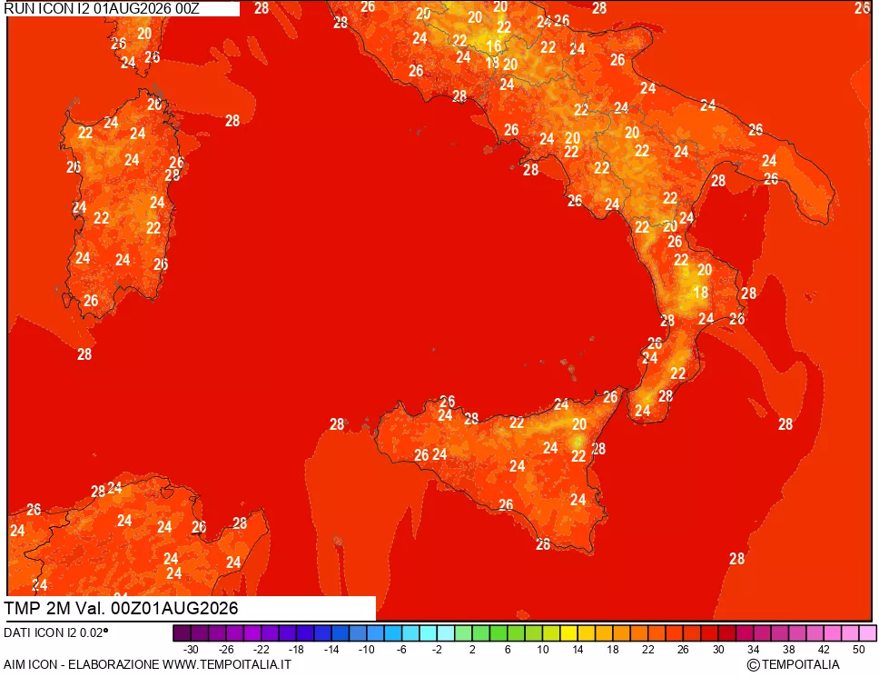 mappa Temp 2 metri