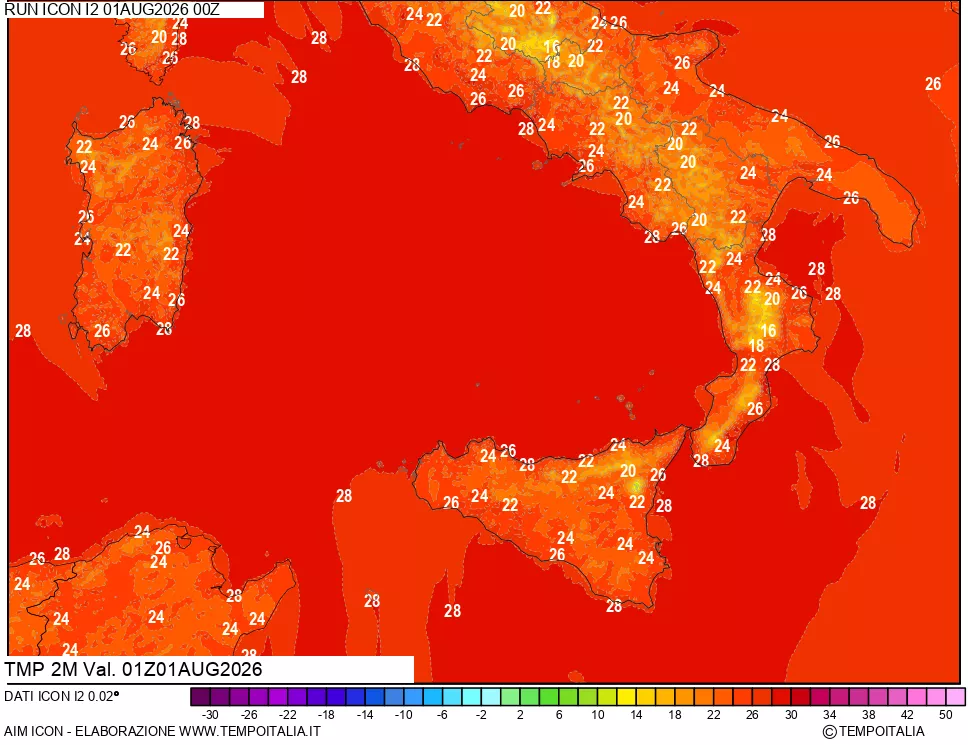 mappa Temp 2 metri