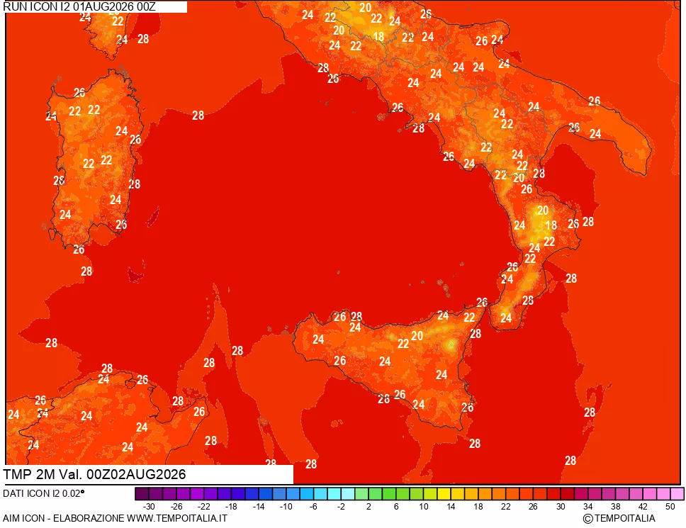 mappa Temp 2 metri