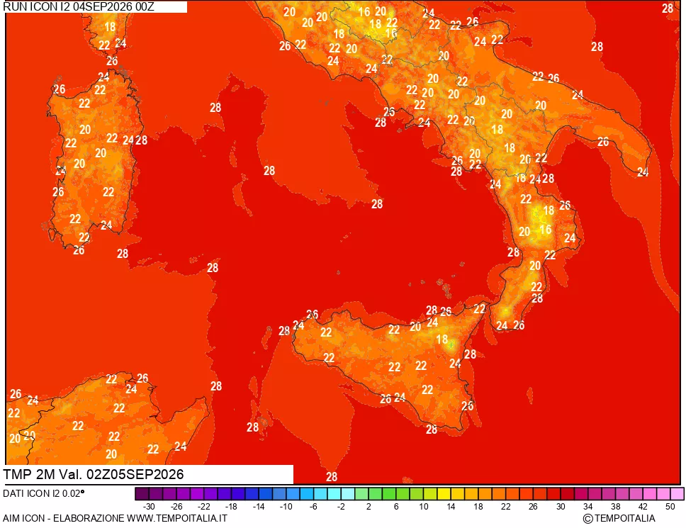 mappa Temp 2 metri