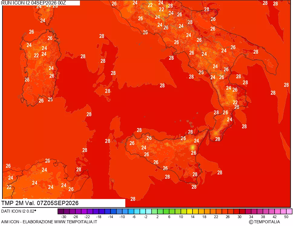 mappa Temp 2 metri