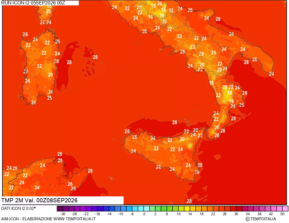 mappa Temp 2 metri