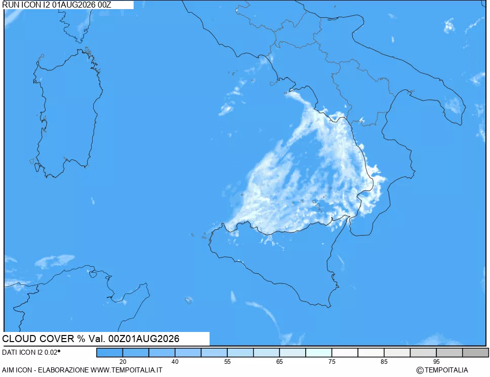mappa Nuvolosit&agrave; totale