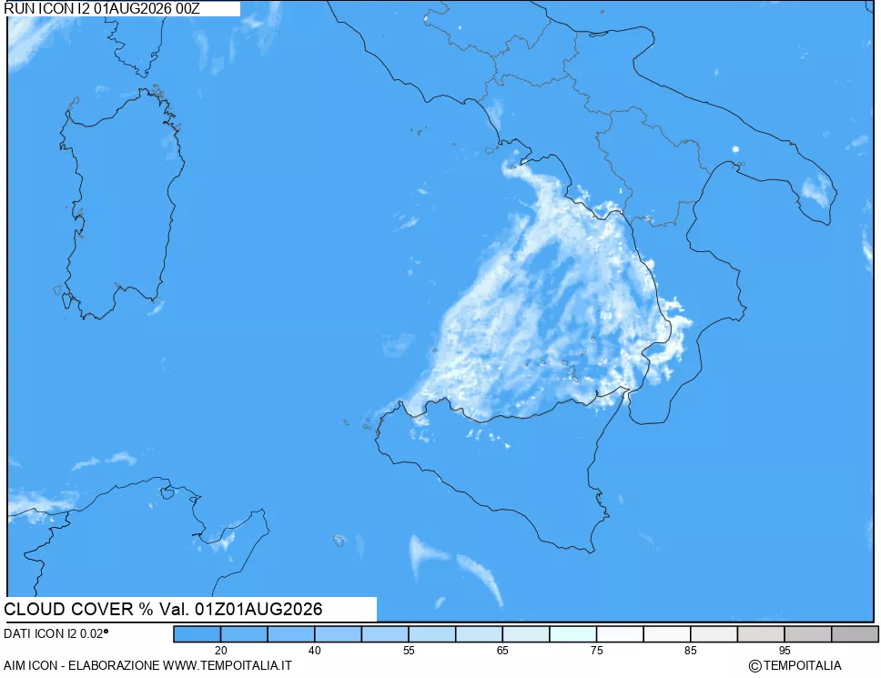 mappa Nuvolosit&agrave; totale