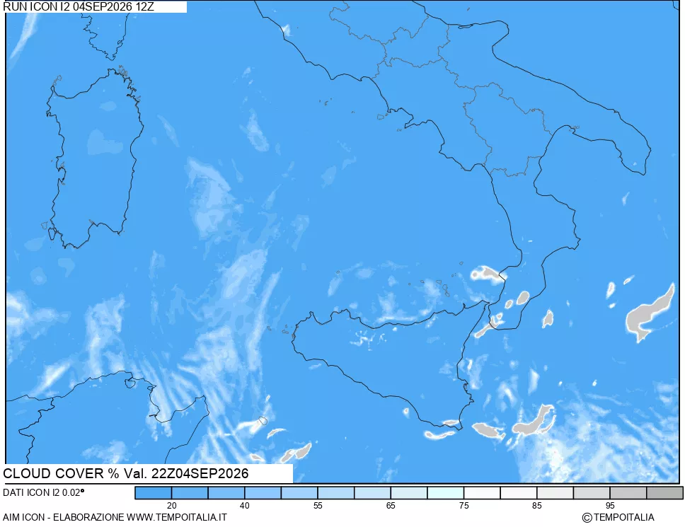 mappa Nuvolosit&agrave; totale