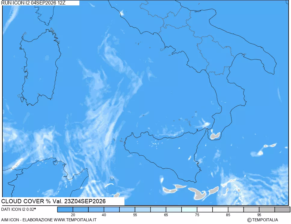 mappa Nuvolosit&agrave; totale
