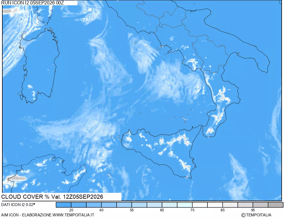 mappa Nuvolosit&agrave; totale