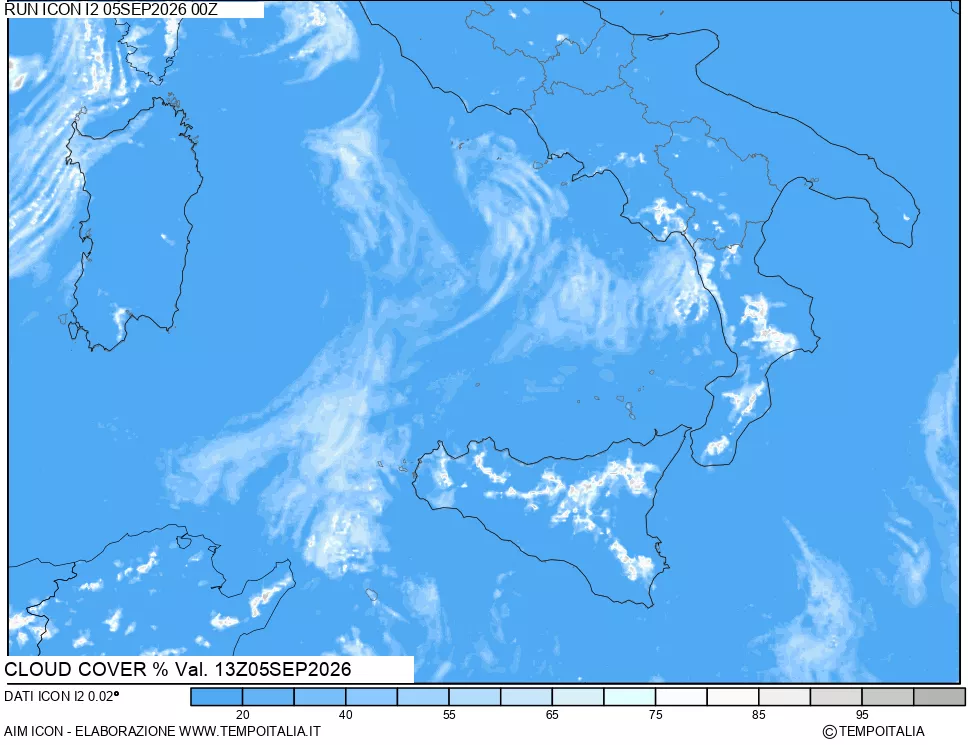 mappa Nuvolosit&agrave; totale