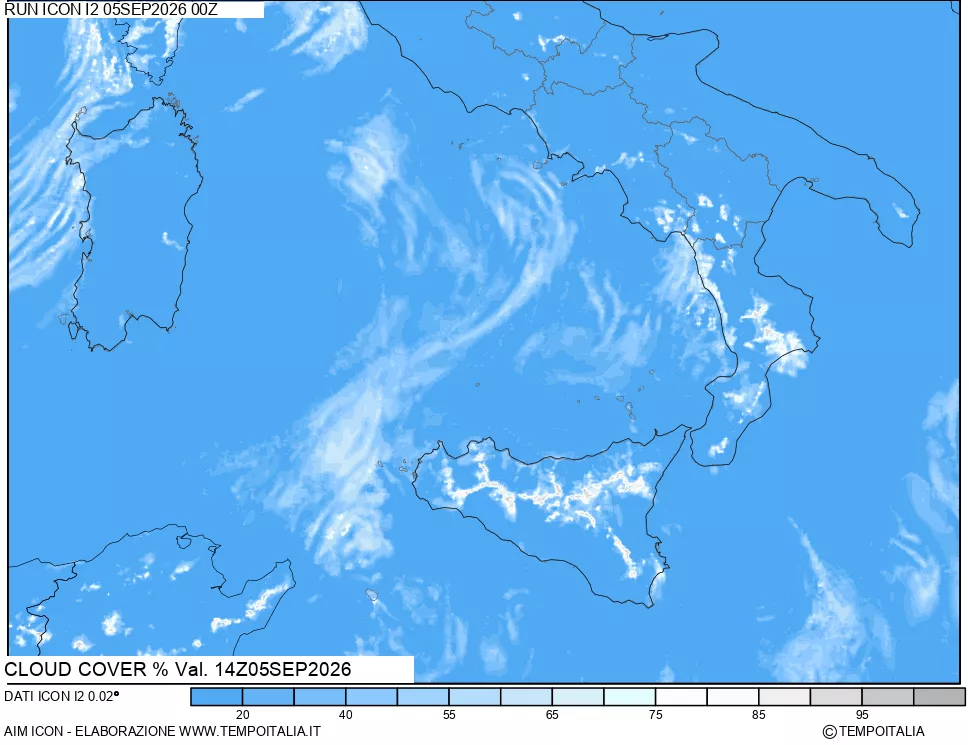 mappa Nuvolosit&agrave; totale