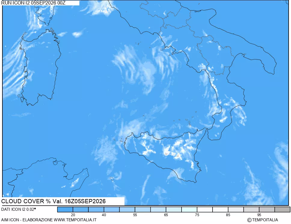 mappa Nuvolosit&agrave; totale