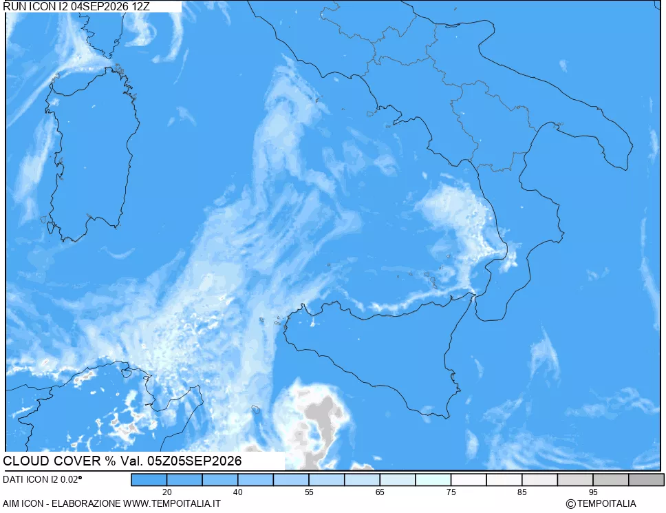 mappa Nuvolosit&agrave; totale