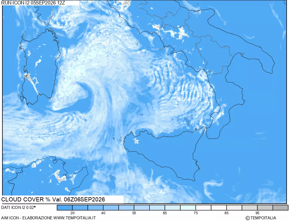 mappa Nuvolosit&agrave; totale