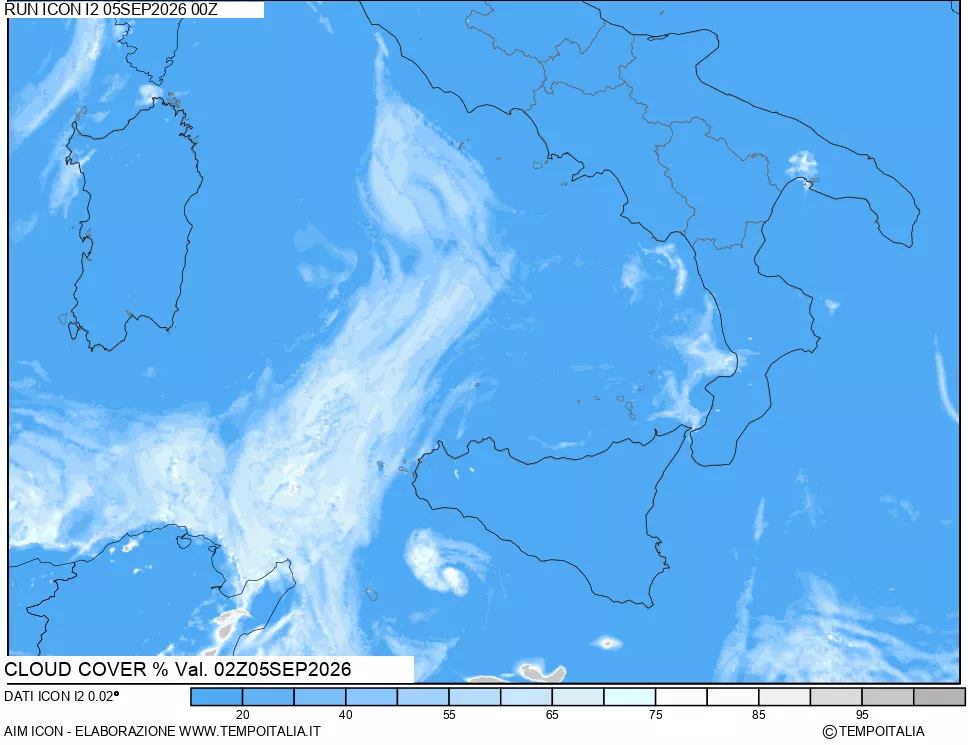 mappa Nuvolosit&agrave; totale