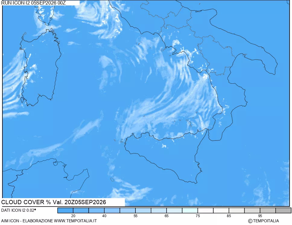 mappa Nuvolosit&agrave; totale