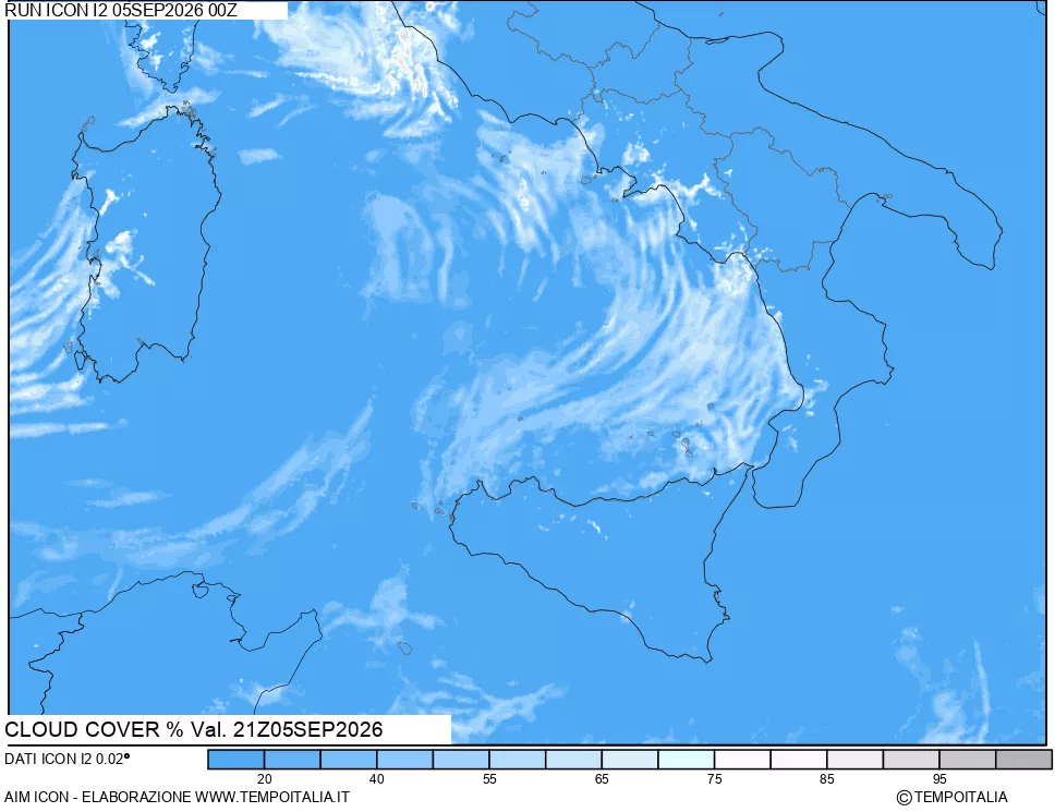 mappa Nuvolosit&agrave; totale