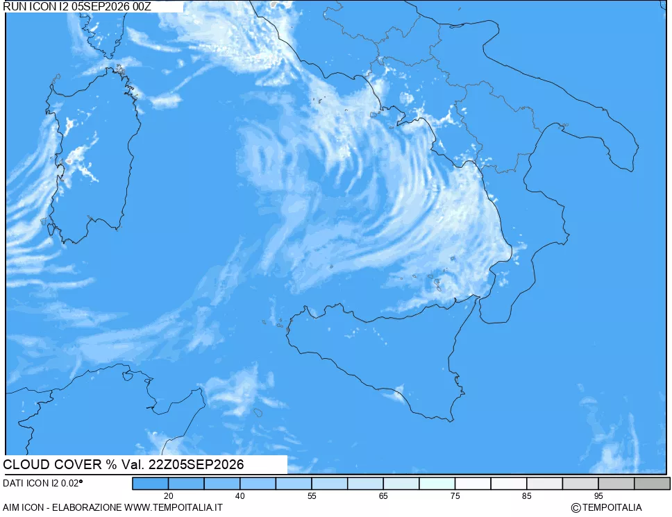 mappa Nuvolosit&agrave; totale