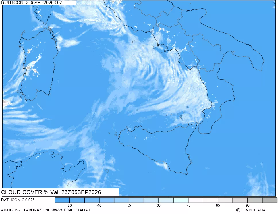 mappa Nuvolosit&agrave; totale