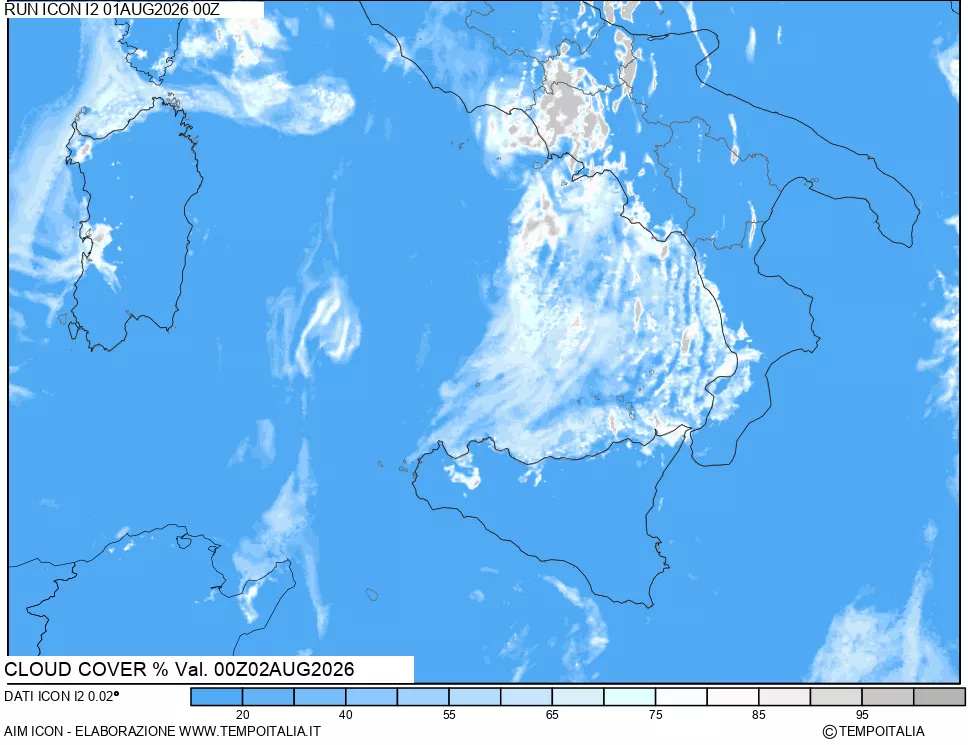 mappa Nuvolosit&agrave; totale
