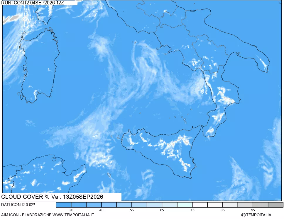 mappa Nuvolosit&agrave; totale