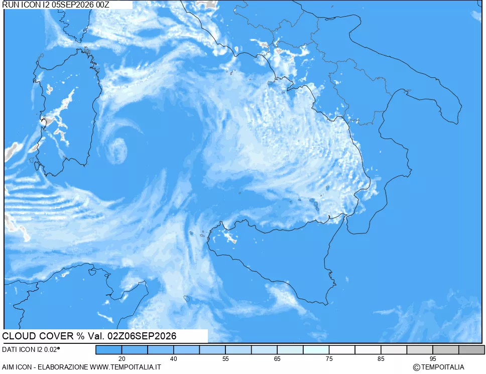 mappa Nuvolosit&agrave; totale