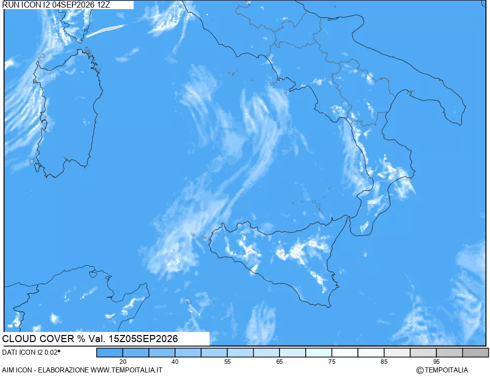 mappa Nuvolosit&agrave; totale
