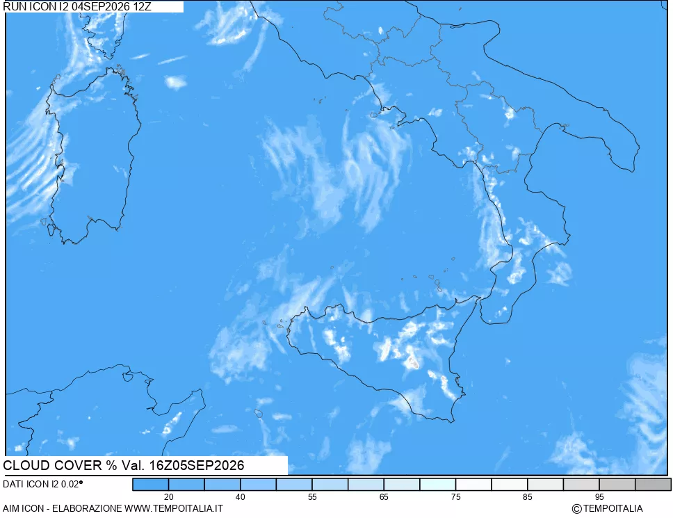 mappa Nuvolosit&agrave; totale