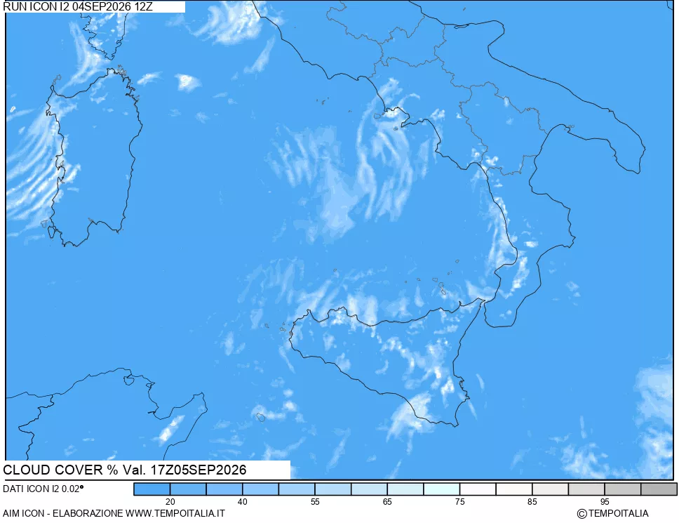 mappa Nuvolosit&agrave; totale
