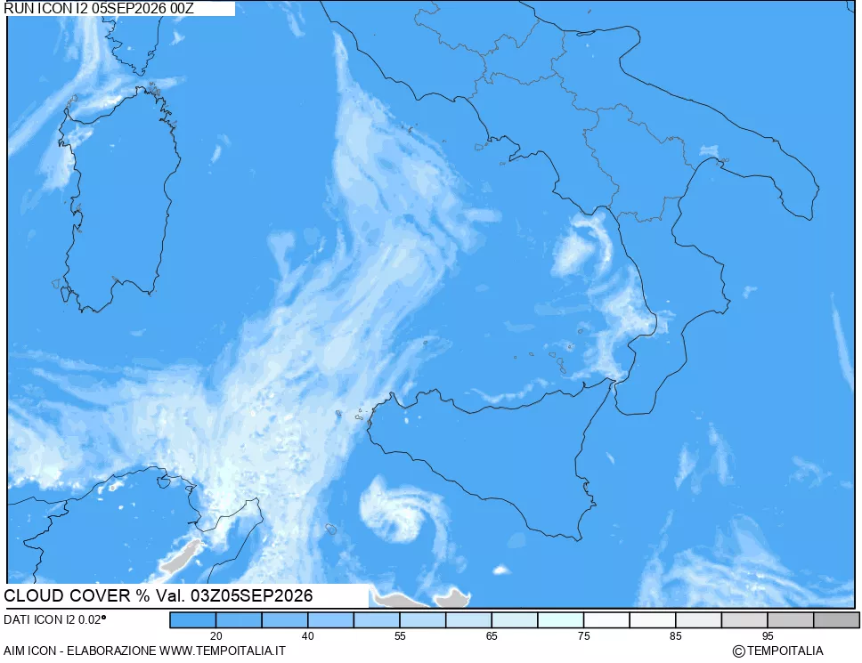 mappa Nuvolosit&agrave; totale