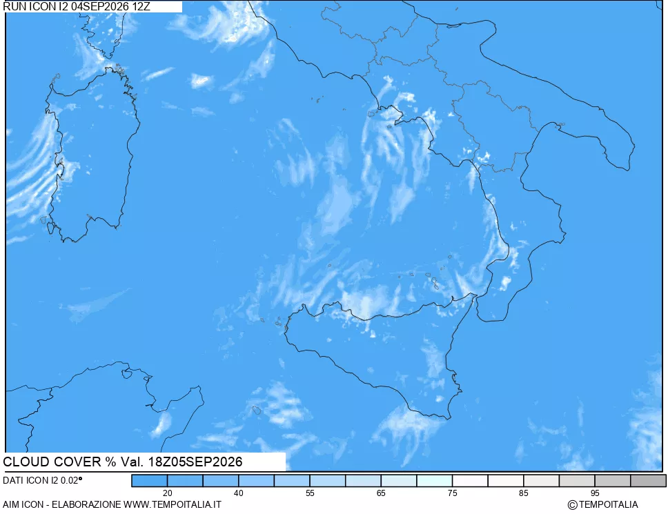mappa Nuvolosit&agrave; totale