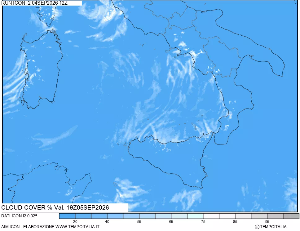 mappa Nuvolosit&agrave; totale